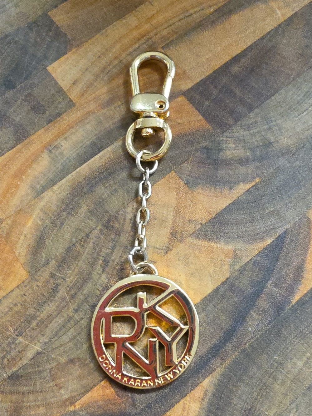 Dkny Gold-Tone Circular Logo Key & Card Holder Charm